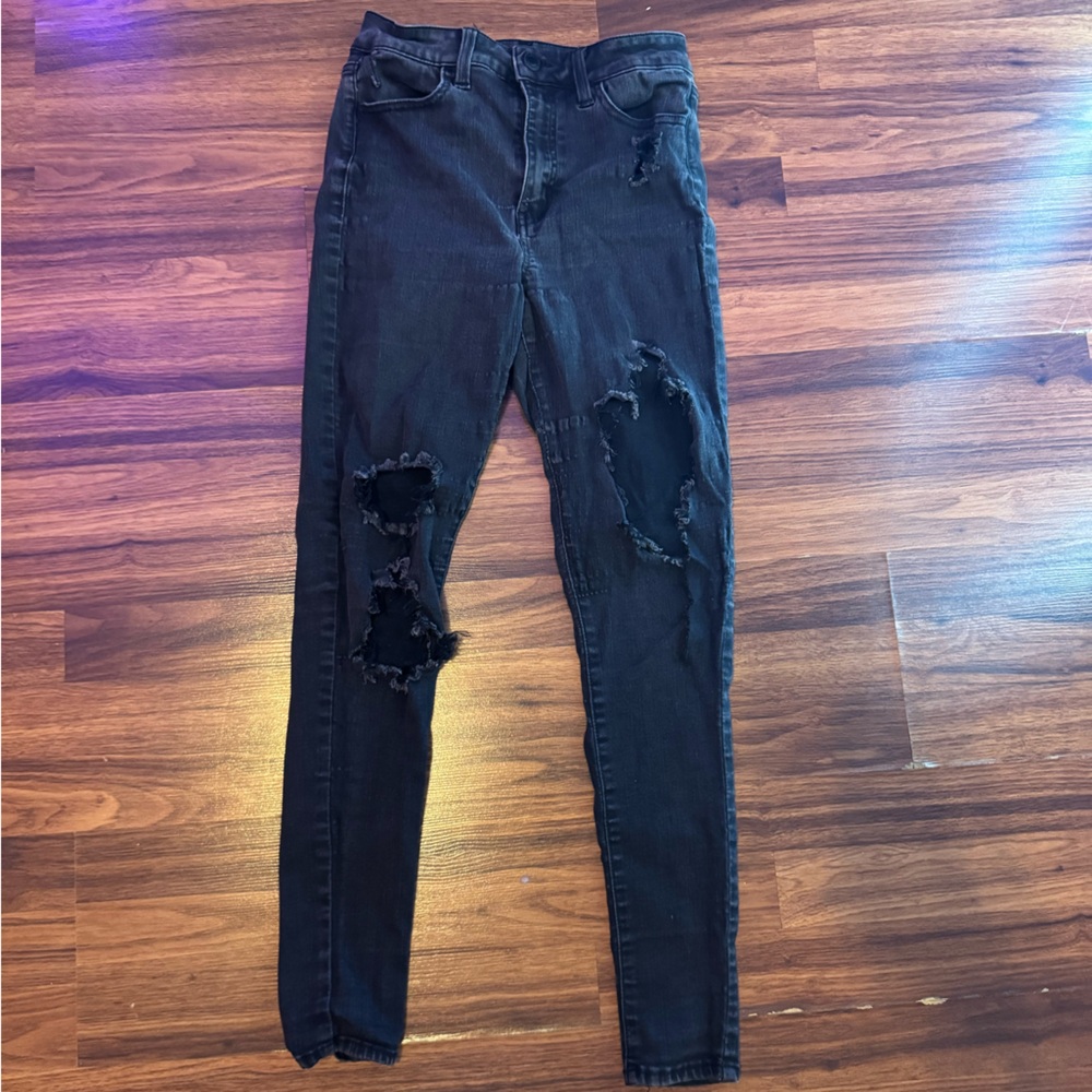SO Black Skinny Jeans with Distressed Details